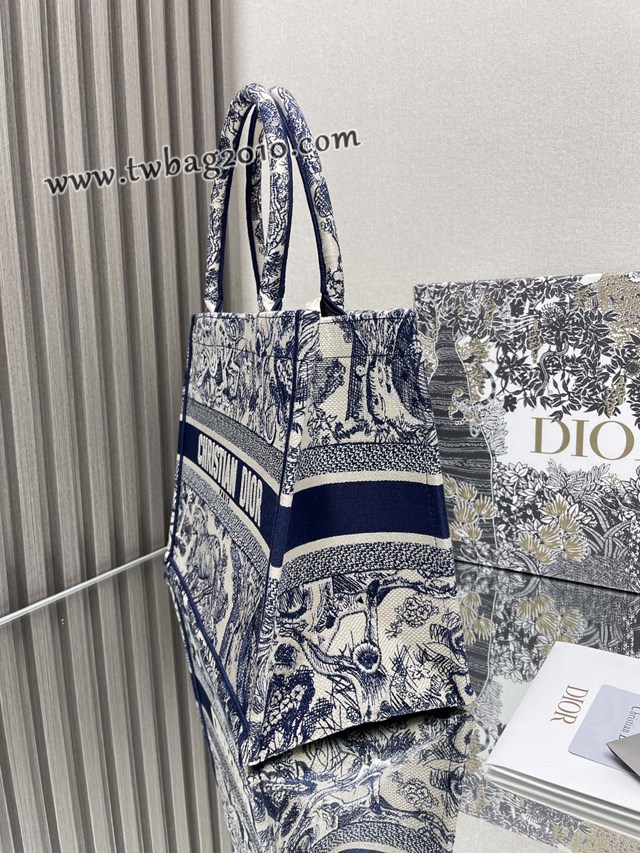 Dior专柜新款TOTE包迪奥高仿原单经典经典蓝虎中号购物袋手提托特包 djfk1377